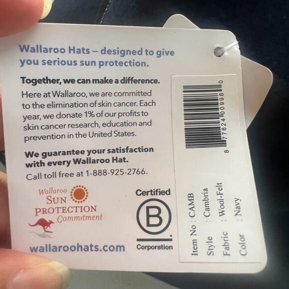 Wallaroo Hat Company Sun Hat Women's Felt Wool UPF 50+ Sun Protection Navy NWT - Picture 5 of 11